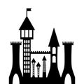 Vector ancient gothic castle black silhouette Royalty Free Stock Photo