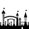 Vector ancient gothic castle black silhouette Royalty Free Stock Photo
