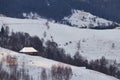 Isolated ancient house in winter