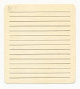 isolated ancient used index card paper with line Royalty Free Stock Photo