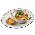 Isolated anelli soup with chicken meatballs Royalty Free Stock Photo