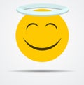 Isolated Angel emoticon in a flat design Royalty Free Stock Photo