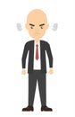 Isolated angry bald businessman.