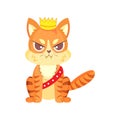 Isolated angry cute cat character with a king crown Vector Royalty Free Stock Photo