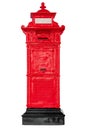 Isolated antique red post mail box. Royalty Free Stock Photo