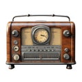 Isolated antique wooden radio