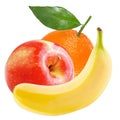 Isolated apple, banana and orange on white background Royalty Free Stock Photo