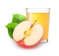 Isolated apple juice and half of fruit Royalty Free Stock Photo