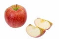 Isolated apples. Whole red apple fruit with slice cut isolated on white with clipping path Royalty Free Stock Photo