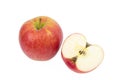 Isolated apples. Whole red apple fruit with slice cut isolated on white with clipping path Royalty Free Stock Photo