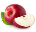 Isolated apples. Whole red, pink apple fruit with slice isolated on white with clipping path. Royalty Free Stock Photo