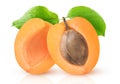 Isolated apricot cut in halves