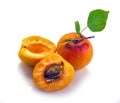 Isolated apricot. Fresh cut apricot fruits isolated Royalty Free Stock Photo