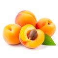 Isolated apricot. Fresh cut apricot fruits isolated on white background. Generative AI Royalty Free Stock Photo