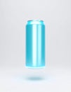Isolated Aqua Blue Aluminum Can Floating on White Background in Studio Lighting Royalty Free Stock Photo