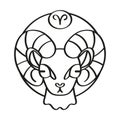 Isolated aries symbol outline zodiac sign Royalty Free Stock Photo