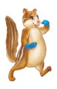 Cartoon art of a fat funny chipmunk walking on two paws Royalty Free Stock Photo