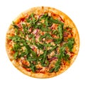 Isolated arugula herbs pizza with red onion