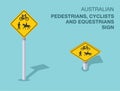 Isolated Australian pedestrians, cyclists and equestrians\