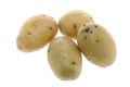 Isolated Australian potatoes. Cut raw potato vegetables isolated on white background with clipping path Royalty Free Stock Photo