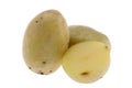 Isolated Australian potatoes. Cut raw potato vegetables isolated on white background with clipping path Royalty Free Stock Photo