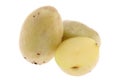 Isolated Australian potatoes. Cut raw potato vegetables isolated on white background with clipping path Royalty Free Stock Photo