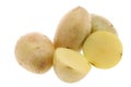 Isolated Australian potatoes. Cut raw potato vegetables isolated on white background with clipping path Royalty Free Stock Photo