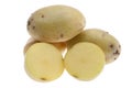 Isolated Australian potatoes. Cut raw potato vegetables isolated on white background with clipping path Royalty Free Stock Photo