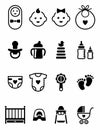 Set of Black Baby Clip Arts Icons Logos on White Background Royalty Free Stock Photo