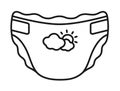 Isolated Baby Diaper icon black and white