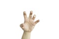 Isolated background hand of caucasian man expressive five finger