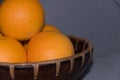 Isolated background sweet healthy ecological orange mandarins fruit in a bowl detail selective focus Royalty Free Stock Photo