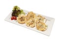 Isolated and clipping path of baked scallop with cheese.