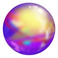 Isolated ball on a white background. Colored shiny surface of blurry blue, yellow, red spots.