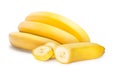 Isolated bananas. Bunch of bananas with sliced banana isolated w Royalty Free Stock Photo