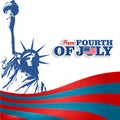 Isolated Banner 4th of July, Silhouette of the Statue of Liberty flag