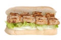 Isolated barbecue pork riblet on bun