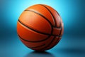 Isolated basketball on blue backdrop, offering room for personalized content