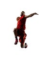 Isolated basketball player in action is flying Royalty Free Stock Photo