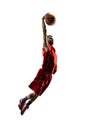 Isolated basketball player in action is flying Royalty Free Stock Photo