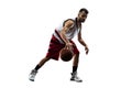 Isolated basketball player in action is flying Royalty Free Stock Photo