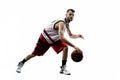 Isolated basketball player in action is flying Royalty Free Stock Photo