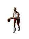 Isolated basketball player in action is flying Royalty Free Stock Photo