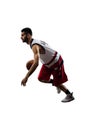 Isolated basketball player in action is flying Royalty Free Stock Photo