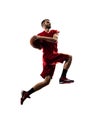 Isolated basketball player in action is flying Royalty Free Stock Photo