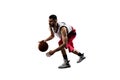 Isolated basketball player in action is flying Royalty Free Stock Photo