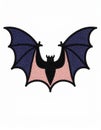 Isolated Bat Embroidery on White Background with Pink and Blue Wings Royalty Free Stock Photo