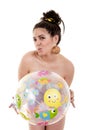 Isolated Beach Ball Girl Royalty Free Stock Photo