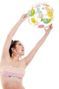 Isolated Beach Ball Girl Royalty Free Stock Photo