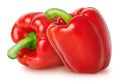 Isolated bell peppers. Two bell pepper of red color isolated on white background Royalty Free Stock Photo